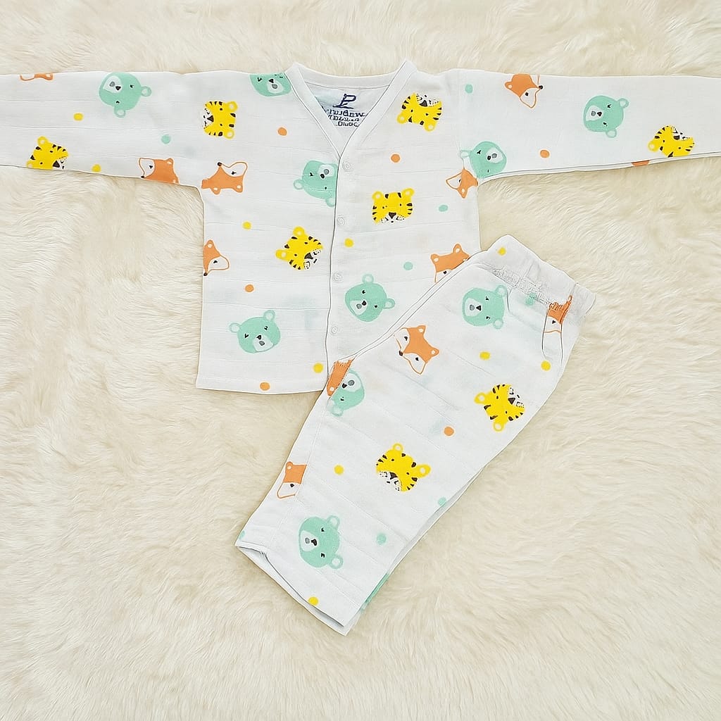 New Born Top & Bottom Wear Top & Bottom set Muslin Jabla set